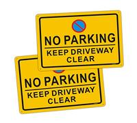 2-pack No Parking Sign Keep Driveway Clear Signage Road Warning Sign, Aluminium Outdoor Retroreflective Signage, Size 20 * 30cm (Yellow-Keep Driveway Clear)