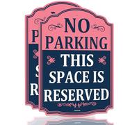 2-Pack No Parking Sign - This Space Is Reserved - 10x14 Inch, .040 Rust-Free Aluminum, Reflective & Weatherproof - Private Property & Reserved Parking Signs Navy Blue/Pink