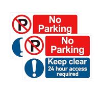 2 Pack No Parking Signs Outdoor,Keep Clear,24 Hour Access Required Warning Sign,Self-Adhesive No Parking Signs Driveway With 4 Pre-Drilled Holes In Durable,Rainproof PVC Sheet Material,300x200x1mm