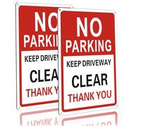 2 Pack No Parking Signs Outdoor, Keep Driveway Clear Sign, 300mm x 200mm Large Reflective Aluminium Metal Warning Safety Signs for Gate Yard Weatherproof Pre-Drilled Holes Easy Mounting Red
