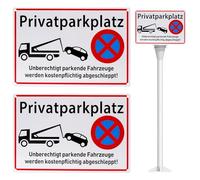 2 Pack No Parking Signs Outdoor, Keep Driveway Clear Sign, 30cm x 20cm Reflective Aluminium Metal Warning Safety Signs for Gate Yard Weatherproof Pre-Drilled Holes Easy Mounting