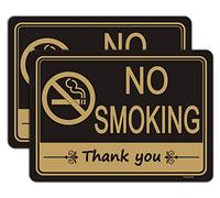 2 Pack No Smoking Thank You Sign 10 x 7 Inches No Smoking Sign with Adhesive Backing Sticker Peel-Off Premium Plastic Weather Resistant Waterproof Durable Ink Easy to Mount for Outdoor/Indoor use