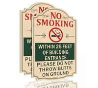 2 Pack No Smoking Within 25 Feet Of Building Entrance Signs, 12 x 8“ Please Do Not Throw Cigarette Butts on The Ground Sign for Business Metal Reflective - Easy To Mount - Indoor & Outdoor Use