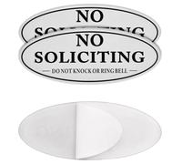 2 Pack No Soliciting Sign for Door, Do Not Knock or Ring Bell Sign, Silver, 2.8” x 7”, Keeps Unwanted Visitors Away