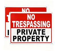 2 Pack No Trespassing Signs Private Property - 10x7 Inch 40 Mil Rust Free Aluminum, Reflective Warning Sign, UV Printed, Weatherproof & Easy to Mount, High Visibility Security Sign for Home & Business