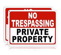2 Pack No Trespassing Signs Private Property - 14x10 Inch Rust-Free Aluminum, UV Printed, Reflective Coating, Weatherproof & Easy to Mount, High Visibility No Trespassing Sign for Home or Business