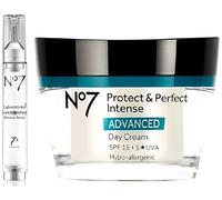 (2 PACK) No7 Laboratories LINE CORRECTING Booster Serum x 15ml & No7 Protect & Perfect Intense ADVANCED Day Cream x 50ml