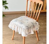 2 Pack Non-Slip French Cotton Seat Cushions, Soft Ruffled Chair Pads with Ties, Cotton-Filled Covers for Wooden Dining Chairs - Elegant White Decor