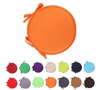 2 Pack Non-Slip Round Chair Seat Cushions, 30/38cm Patio Pads with Ties, Indoor/Outdoor Garden Stool Cushions, Comfortable Orange Seat Pads for Dining and Relaxing