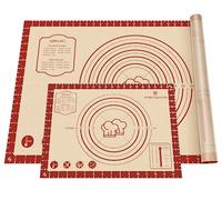 2 Pack Non Stick 26''x16'' Extra Large Thick Silicone Pastry Mat and 16''x11'' Cooking Mats, Double Measures Scale for Non-slip Silicone Baking Sheet,Counter Mat, Dough Rolling, Reusable Bakeware Mats