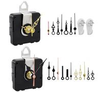 2 Pack Non Ticking Wall Miniature Clock Movements Mechanism with 5 Pairs of Short Hand Motor Kit Battery Operated DIY Repair Parts Replacement, 5/32 In Max Dial Thick, 1/2 In Shaft Length