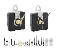 2 Pack Non Ticking Wall Miniature Clock Movements Mechanism with 5 Pairs of Short Hand Motor Kit Battery Operated DIY Repair Parts Replacement, 5/32 In Max Dial Thick, 1/2 In Shaft Length