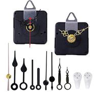 2 Pack Non Ticking Wall Miniature Clock Movements Mechanism with 5 Pairs of Short Hands Quartz Motor Kit Battery Operated DIY Repair Parts Replacement,5/16 in Max Dial Thick, 45/64 in Shaft Length