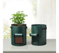 2 Pack Non Woven Fabric Grow Bags with Flap and Reinforced Handle for Vegetables Fruits Plant Pot Heavy Duty Airy 35x29cm