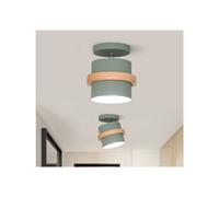 2-Pack Nordic Ceiling Lamps - Retro Green Modern Pendant Lights, E27 Base (Bulbs Not Included), Wood & Metal