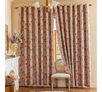 2 Pack Nordic Style Polyester Blackout & Thermal Curtains, Orange, 79"x104"/200x265cm, Printed Laminated Window Drapes for Bedroom, Living Room & Study Decor