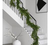 2 Pack Norfolk Pine Garland, 6FT Real Touch Artificial Christmas Greenery for Staircase, Door & Indoor Holiday Decor, Faux Pine Garland for Mantle, Fireplace and Outdoor Christmas Decorations