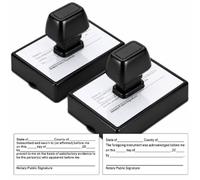 2 Pack Notary Stamp and Seal Acknowledgment Jurat Notary Supplies | Black plastic bodies, 35 x 85 mm imprint area, for real estate papers, affidavits, contracts, and office document processing