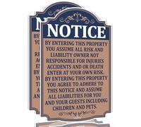2 pack Notice Not Responsible for Accidents or Injuries Enter at Your Own Risk Sign 12" x 8"Warning Metal Signs by Entering This Property for Lost or Stolen Items Office Garage Yard Wall Fence Gate
