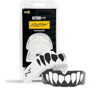 2 Pack Nxtrnd Rush Mouth Guard Sports, Professional Mouthguards for Boxing, Jiu Jitsu, MMA, Wrestling, Football, Lacrosse, and All Sports, Fits Adults, Youth, and Kids 11+ (B&W Fang)