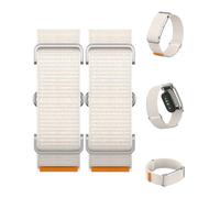 2-Pack Nylon Band Compatible with Google Fitbit Air, Breathable Replacement Strap with Stainless Steel Buckle, Micro-Adjustable Performance Loop for Screenless Fitness Tracker (Starlight)