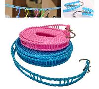 2 PACK Nylon Clothesline Windproof Clothes Drying Rope Travel Clothes Line Portable Laundry Line Hanger Rope For Indoor Outdoor Camping Home Hotel Random Color (Pack of 2 Clothesline(3m & 5m))