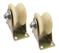 2-Pack Nylon V-Groove Sliding Door Rollers, Heavy-Duty Double Bearing, Metal Cable Guide, Durable Office Hardware for Smooth Operation