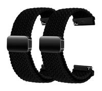 2 Pack Nylon Woven Watch Straps - 22mm Quick Release Magnetic Clasp, Lightweight Breathable Sport Band Compatible For Samsung Galaxy/Garmin/Fitbit/Apple Watch 38-45mm, Black