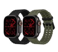 2 Pack Ocean Silicone Sport Strap - Compatible with Apple Watch Ultra 2/Ultra Strap 49mm 45mm 44mm for Men Women, Breathable Soft Waterproof Band for iWatch Ultra 2/Ultra Series 10 46mm SE/9/8/7/6/5