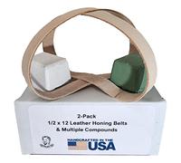 2 Pack of 1/2" x 12" Leather Honing & Polishing Belt -Strop Fits Original Work Sharp Machine