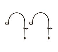 2 Pack of 38cm Black Handcrafted Metal Garden Wall Bracket Hooks for Hanging Baskets