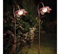 2 Pack of Bronze Crackle Glass Silhouette Flower Solar Stake Light 90cm Marco Paul Bronze One Size