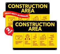 2 PACK OF CONSTRUCTION AREA SIGNS 18" X 12" YELLOW PAINTED ALUMINUM