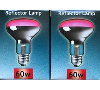 2 PACK OF CROMPTON 60W ES E27 RED SPOT REFLECTOR BULB LAMP 80MM 240V NEW