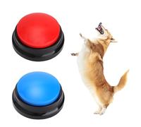 2-pack of dog buttons talk training, buzzers for quizzes, dog talking buttons, talking tins intelligence toys for dogs with 30-second recording function, recordable button for dogs & cats (red & blue)