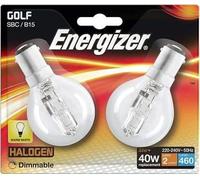 2 Pack of Energizer EcoHalogen Golf Ball 33W=40W Light Bulbs, B15, Small Bayonet Cap, 100% Dimmable, Warm White, 460 Lumen (S4881)