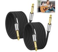 2 Pack of Guitar Cables 3M 6.35mm to 6.35mm 1/4 Inch Braided Lead Jack Cord TS Instrument Cables Guitars Amp Cable for Electric Guitars Bass Electric Mandolin Keyboard Audio Speaker Amplifier Black