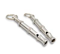 2 Pack of High-frequency Dog Whistles for Breeding and Training Dogs. With Adjustable Pitch Level. Very Sturdy Made of Stainless Steel With Keychain For Easy Attachment. Length: approx. 5 cm