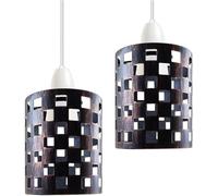 2 Pack of Industrial Easy Fit Metal Cage Drum Lampshade Ceiling Pendant Lampshade with Reducer Plate for Living Rooms Bedroom Kitchen Dining Room (2 Pack Brushed Copper B6)