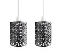 2 Pack of Industrial Style Brushed Silver Metal Cage Lampshade - Easy Fit Wire Cage Light Shade for Indoor Pendant Lights for Dining Room, Bedroom, Loft, and Hallway (Brushed Silver - 2 Pack)