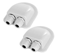 2 Pack of IP68 Waterproof Solar Cable Entry Gland by Restmo, Weather Resistant Dual Cable Entry Housing for Solar Panels of RV, Caravan, Marine, Boat, Cabin, White