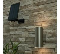 2 Pack Of Litecraft Bao Stainless Steel Led Solar Outdoor Wall Light