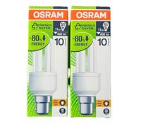 2 PACK OF OSRAM DULUX STAR ENERGY SAVER BULBS B22 11W=51W WARM COMFORT LIGHT NEW [EEK: A]