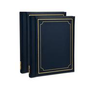 Arpan 2 Pack of Photo Albums Self Adhesive Large Picture Book Modern Style Wiro Binder Totaling 40 Sheets 80 Sides In Black/Blue/Red/Vintage Birds/Butterfly (Blue)