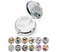 2 Pack of Pill Boxes Medicine Box Round Metal Pill Box for Medicine (Random Pattern)