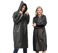 2 pack of Rain Ponchos, EVA Portable Adults Waterproof Ponchos, Reusable raincoat with Hoods Emergency Raincoats Rain for Camping, Hiking Travel, Amusement Parks, Festival (Black)