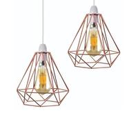 2 Pack of Rose Gold Cage Metal Basket Ceiling Light Shade, Ceiling Fitting Light & Industrial Style Ring Light for Indoor and Metal Basket Pendant Light Shade with Reducer Ring