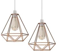2 Pack of Rose Gold Cage Metal Basket Ceiling Light Shade, Ceiling Fitting Light & Industrial Style Ring Light for Indoor and Metal Basket Pendant Light Shade with Reducer Ring