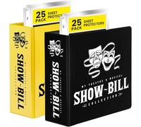 2 Pack of Show Bill Binder for Broadway and Theatre Show-Bills, Comes with 25 Sheet Protectors to Hold and Organize All Your Playbills, D-Ring, Black and Yellow