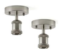 2 Pack Of Single Head Fully Earth Ceiling Light Retro Satin Nickel Flush Mount E27 Lamp Holder Sconce Chandeliers